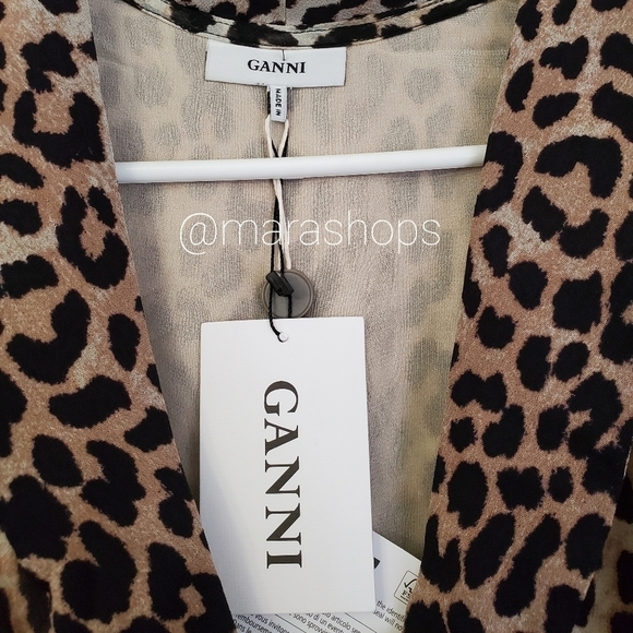 GANNI Asymmetric leopard-print georgette midi wrap dress - Picture 6 of 7